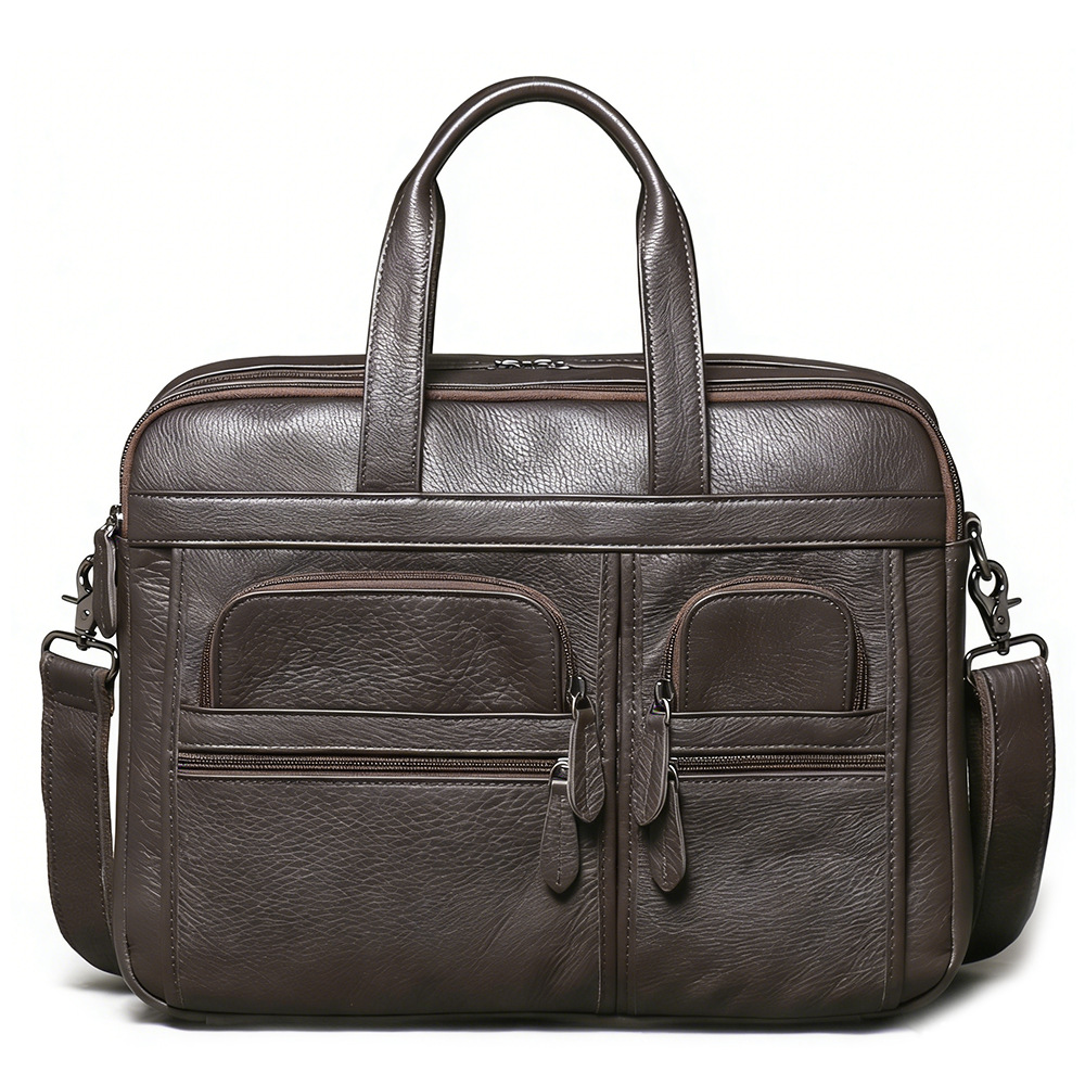 Leather Work Laptop Bag - Pasta Executiva Masculina de Couro Genuíno,