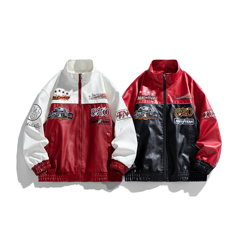 Leather Work Jacket - Tendência bonito inverno lazer ao ar