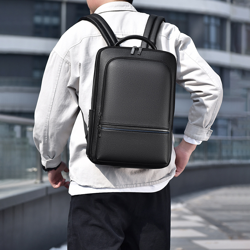 Leather Work Laptop Bag - Mochila de couro PU para homens,