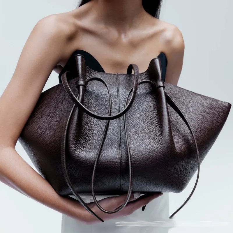 Leather Work Handbag - Bolsa de Ombro Feminina de Couro