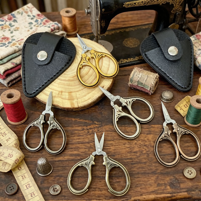 Leather Work In Art - Tesoura Mini Vintage com Capa de