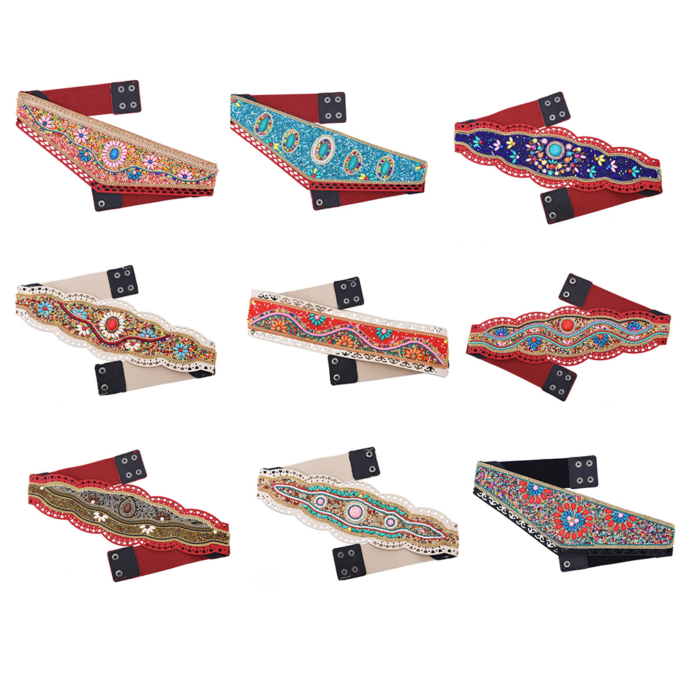 Leatherwork Jewelry - Cinto de cintura colorido com contas