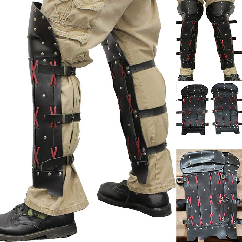 Leather Work Pants - Steampunk Medieval Samurai Archer Armor Gaiter