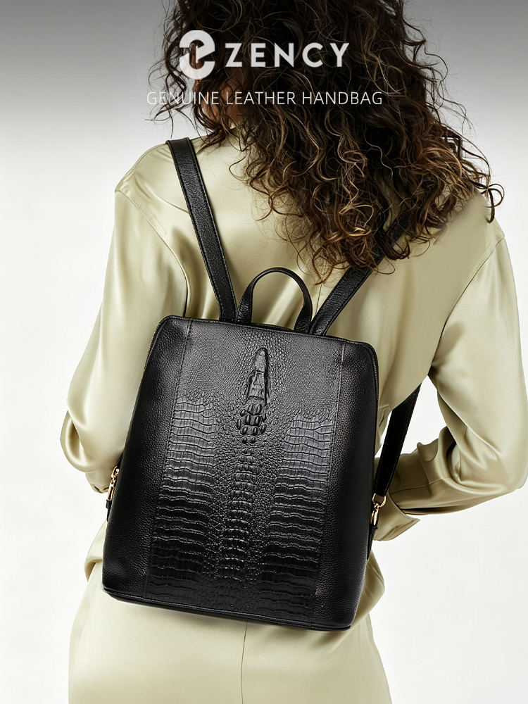Leather Work Laptop Bag - Mochila Feminina Zency de Couro de