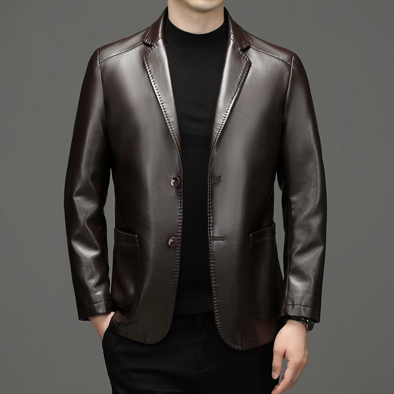 Novos homens de couro genuíno  - Leather Work Jacket avaliação e preço