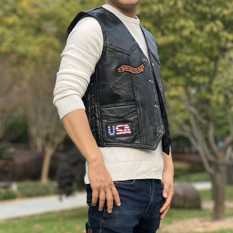NOVO Colete Masculino de Couro - Leather Work Jacket avaliação e preço