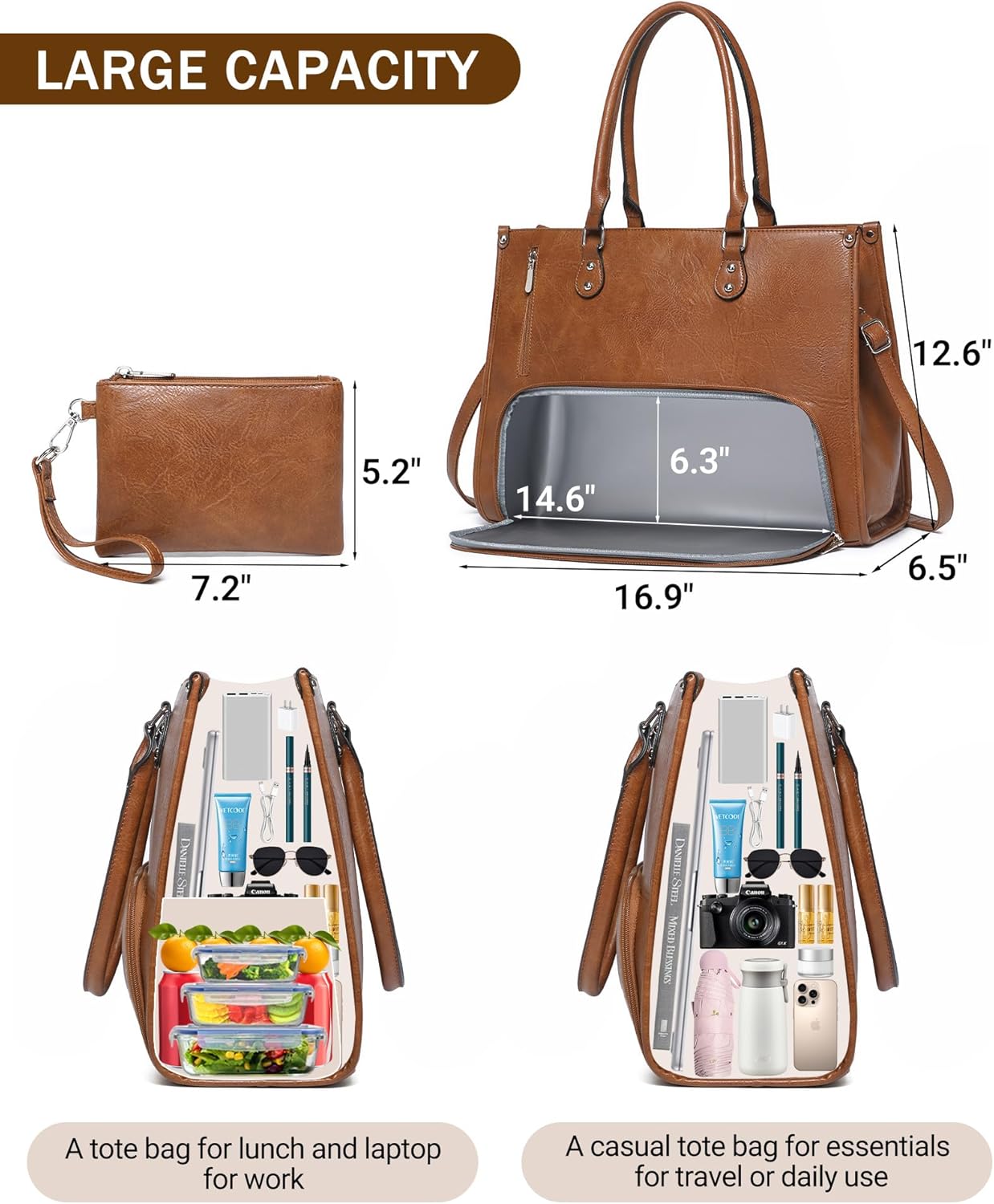 Bolsa Tote 2 em 1 para Laptop  - Leather Work Laptop Bag avaliação e preço
