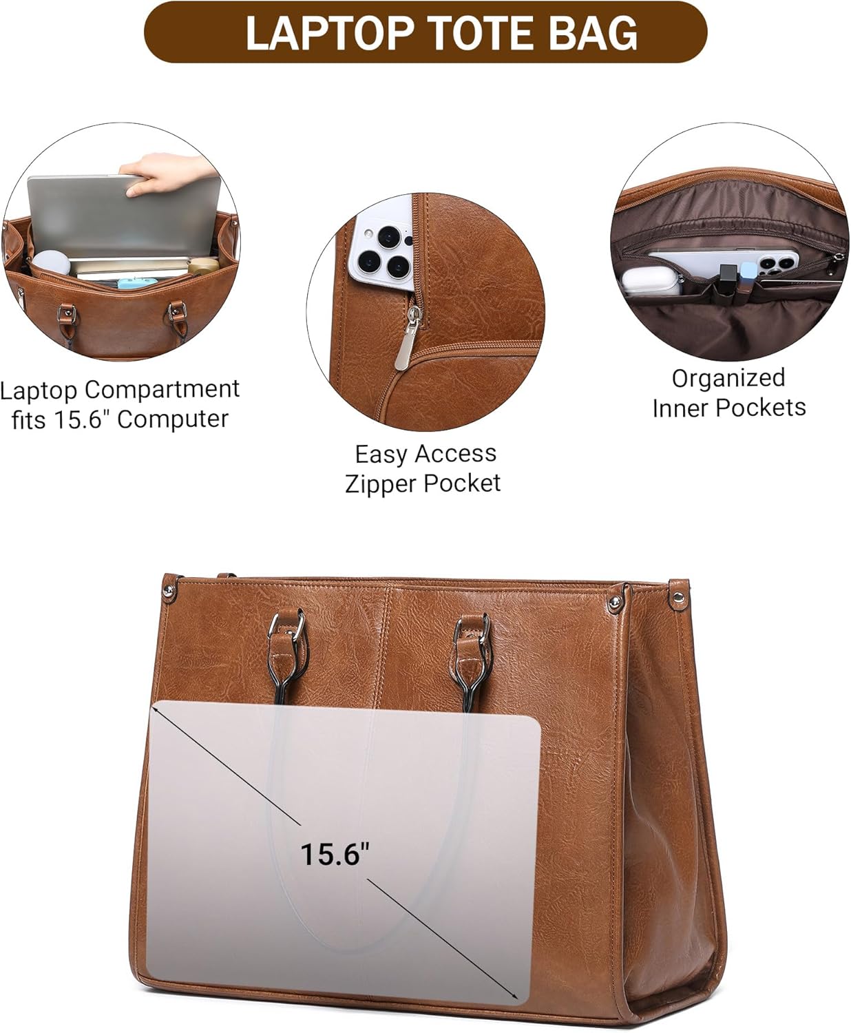 Bolsa Tote 2 em 1 para Laptop  - Leather Work Laptop Bag avaliação e preço
