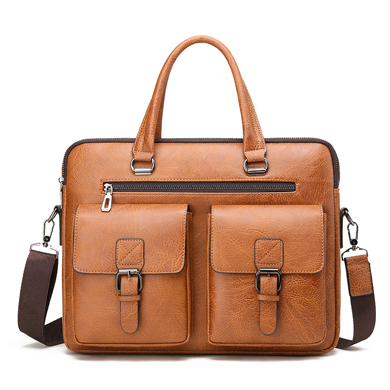 Marca de luxo homem maleta de  - Leather Work Handbag avaliação e preço