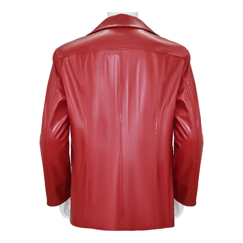 Jaqueta de Couro Vermelha Masc - Leather Work Jacket avaliação e preço