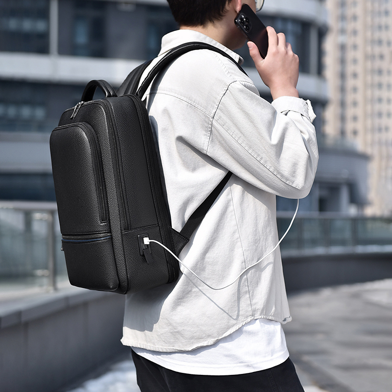 Mochila de couro PU para homen - Leather Work Laptop Bag avaliação e preço