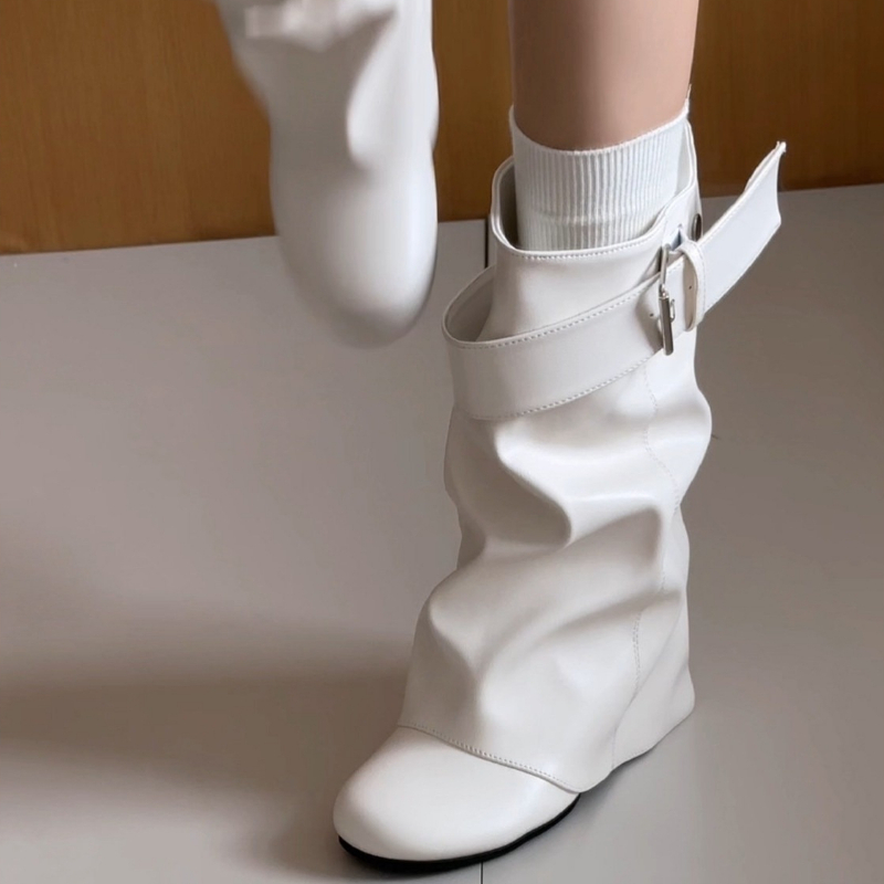 Novas Botas Femininas de Couro - Belt Buckle Blank avaliação e preço