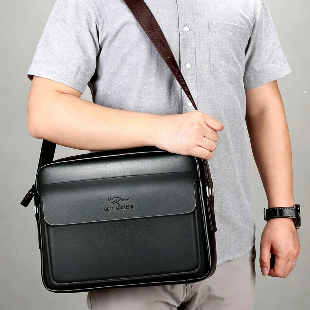Bolsa transversal masculina re - Leather Work Laptop Bag avaliação e preço