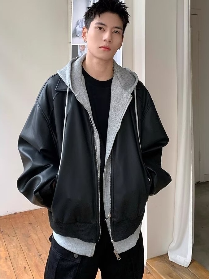 Jaqueta Masculina de Couro PU  - Leather Work Jacket avaliação e preço